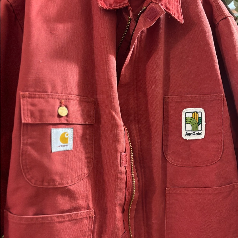 Rare vintage Carhartt chore coat Men's Brick Red Utility Jacket great condition - Picture 5 of 8